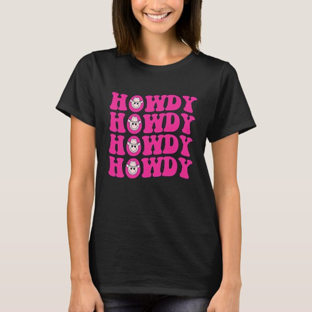 Camiseta Groovy Howdy Rodeo Western Country Southern Cowgir (Frente)