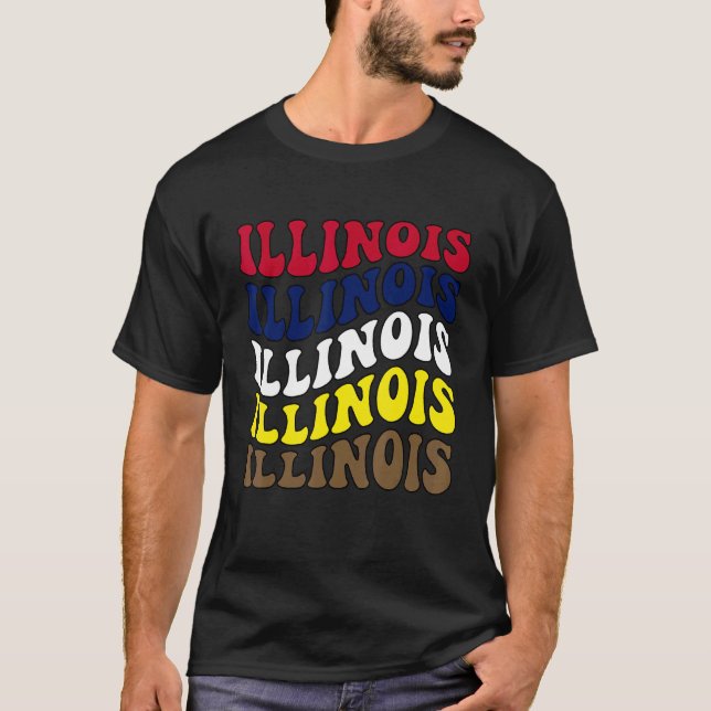 Camiseta Groovy Illinois State Home I Love Illinois Flag Pa (Frente)