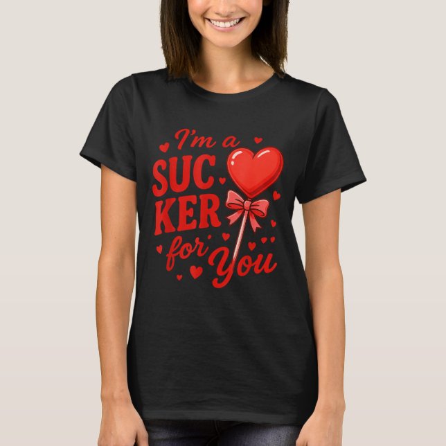 Camiseta Groovy I'm A Sucker For You Retro Heart Candy Vale (Frente)