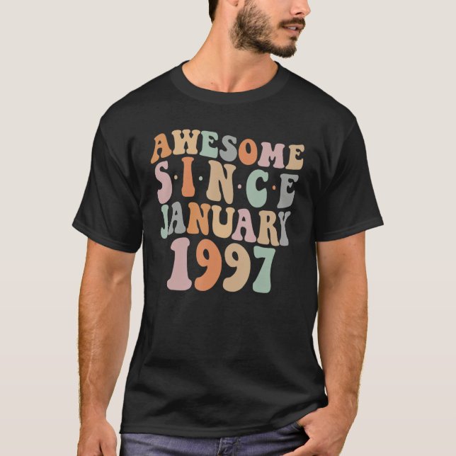 Camiseta Groovy Incrível Desde Janeiro de 1997 26.º Anivers (Frente)