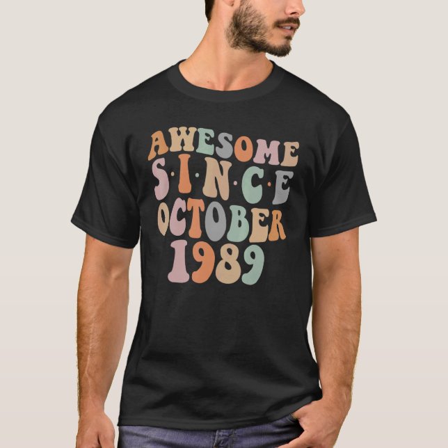 Camiseta Groovy Incrível Desde outubro de 1989 33º aniversá (Frente)