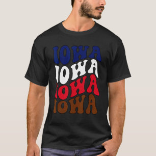 Camiseta Groovy Iowa State Home I Love Iowa Flag Patriotic