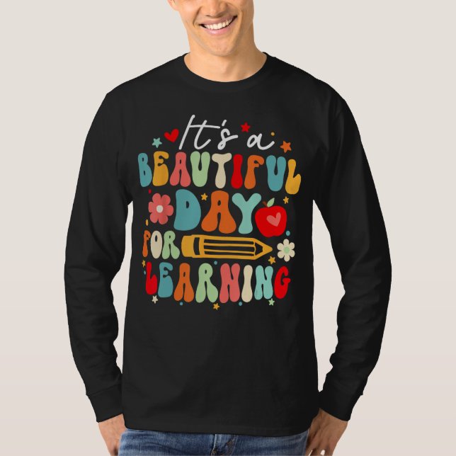 Camiseta Groovy Its a Beautiful Day For Learning Teacher St (Frente)