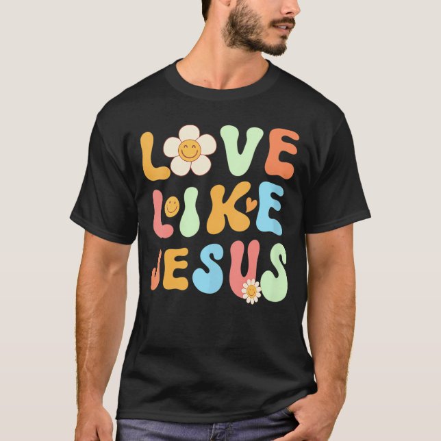 Camiseta Groovy Jesus é para mulheres amadas como Jesus V-N (Frente)