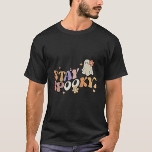 Camiseta Groovy Keep Spooky Vibes Retro Fantasma Floral Hip
