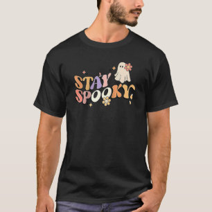 Camiseta Groovy Keep Spooky Vibes Retro Fantasma Floral Hip