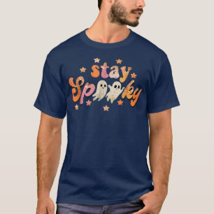 Camiseta Groovy Keep Spooky Vibes Retro Fantasma Floral Hip