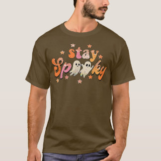 Camiseta Groovy Keep Spooky Vibes Retro Fantasma Floral Hip