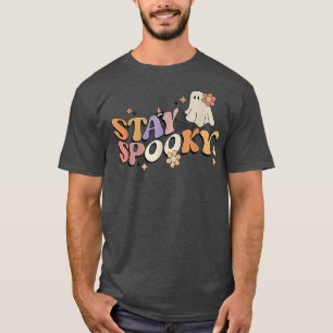 Camiseta Groovy Keep Spooky Vibes Retro Fantasma Floral Hip