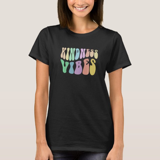 Camiseta Groovy KINDNESS VIBES Choose Retro Be Kind Anti Bu (Frente)