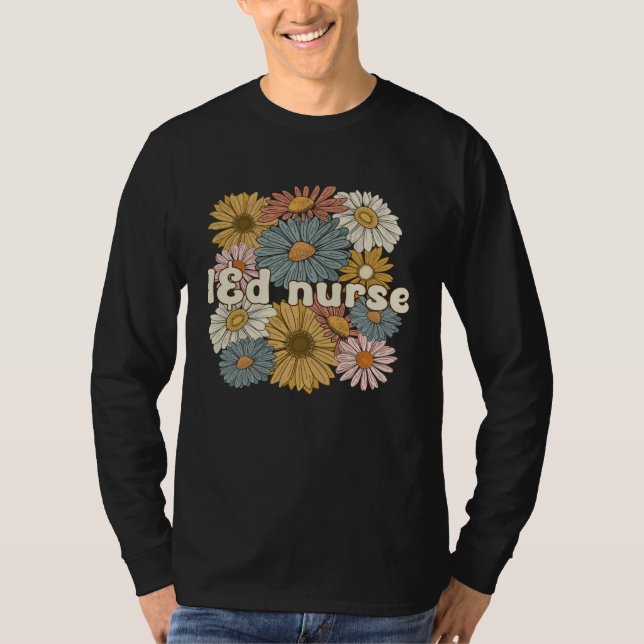 Camiseta Groovy L&D Nurse Labor And Delivery Nurse Flowers (Frente)