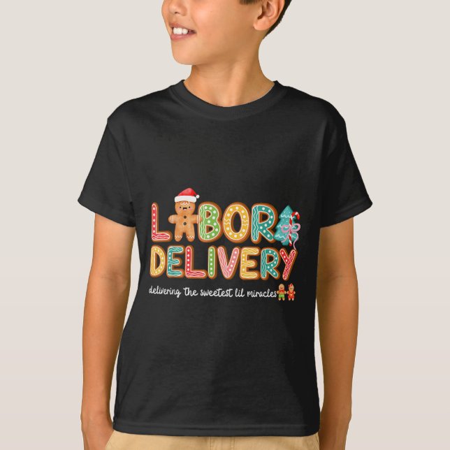 Camiseta Groovy Labor And Delivery Christmas L&amp;d Nurse  (Frente)