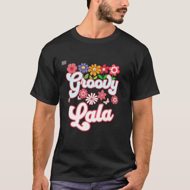 Camiseta Groovy Lala Floral Hippie Retro Daisy Flower Mothe (Frente)