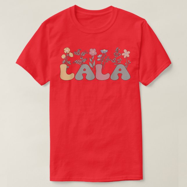 Camiseta Groovy Lala Grandmother Flowers Lala Grandma  (Frente do Design)