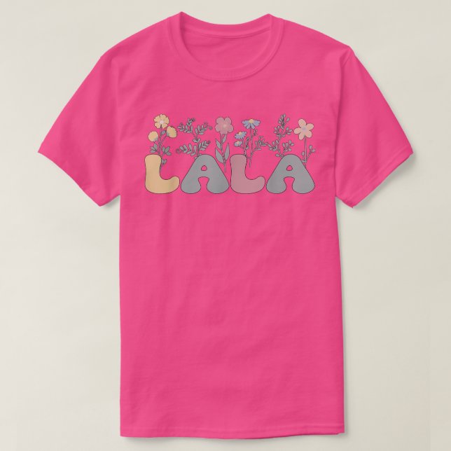 Camiseta Groovy Lala Grandmother Flowers Lala Grandma  (Frente do Design)