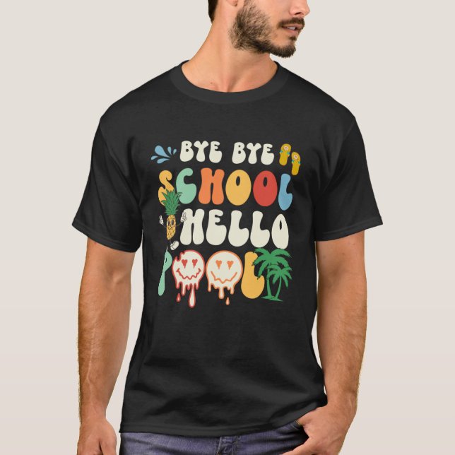 Camiseta Groovy Last Day Of School Hello Summer Teacher Kid (Frente)