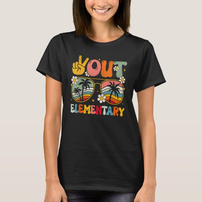 Camiseta Groovy Last Day of School Peace Out Elementary Tea (Frente)