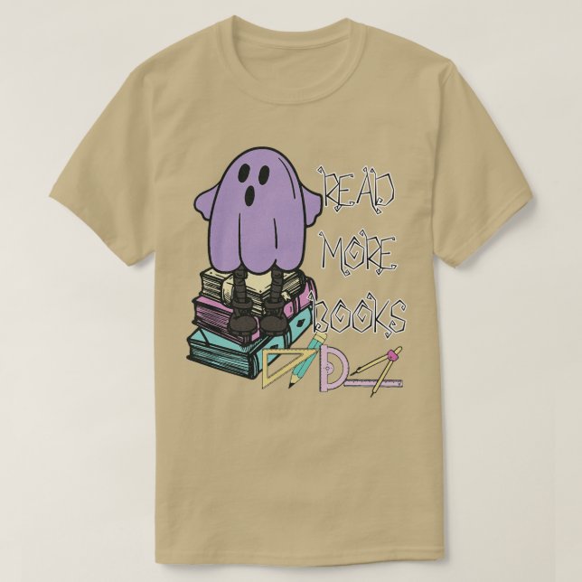 Camiseta Groovy Leia Mais Livros Ghost Boo Engraçado (Frente do Design)