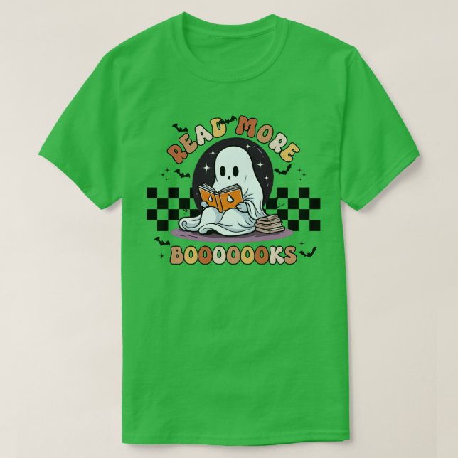 Camiseta Groovy Leia Mais Livros Ghost Boo Engraçado (Frente do Design)