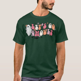 Camiseta Groovy Let's Go Ghouls Floral Ghost Hippie Hallowe
