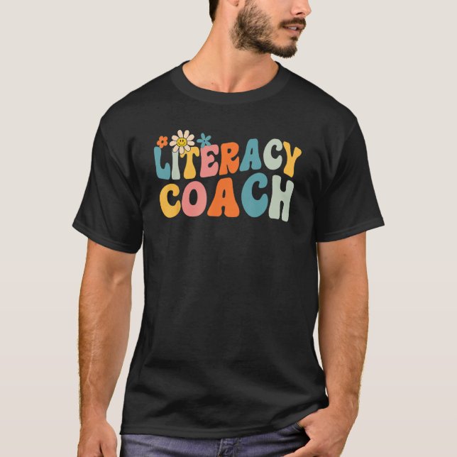 Camiseta Groovy Literacy Coach Appreciation Day Back To Sch (Frente)