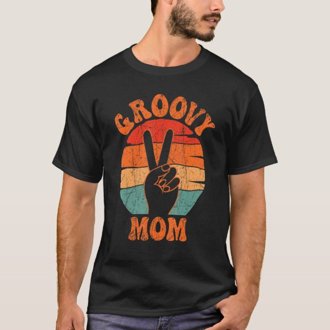 Camiseta Groovy Mãe 70s Nostalgia Estética de 1970 Retro Mo (Frente)
