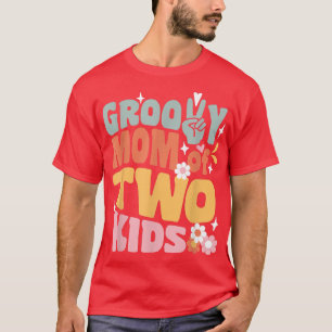 Camiseta Groovy Mãe de Dois Filhos Voltando para a Mãe da E