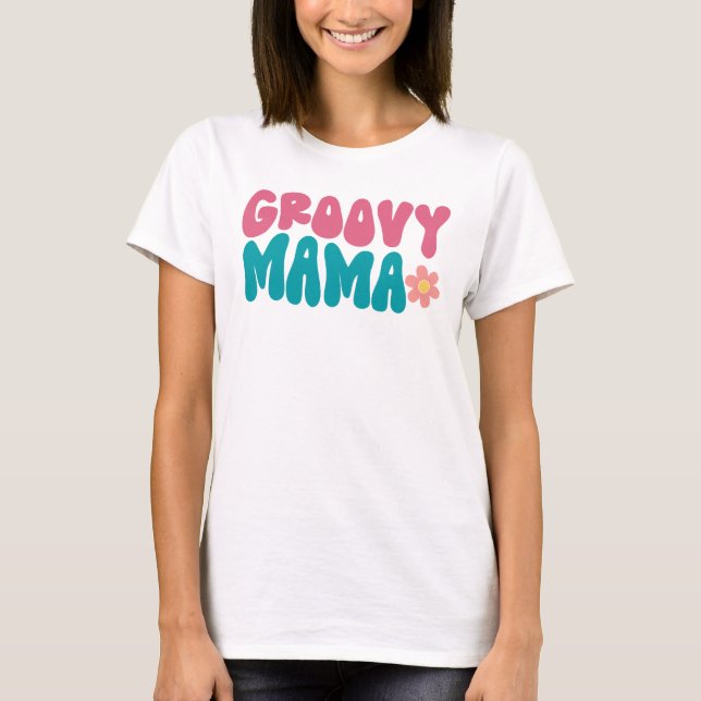 Camiseta Groovy Mama Flower (Frente)