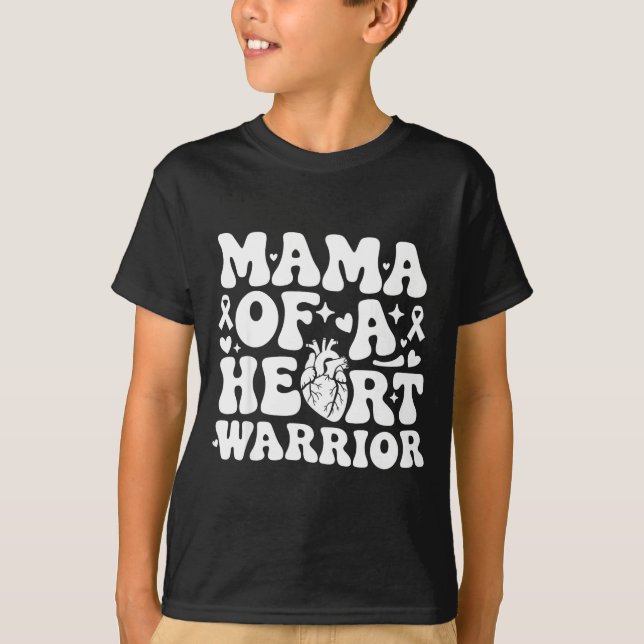 Camiseta Groovy Mama Of A Heart Warrior Chd Awareness Heart (Frente)