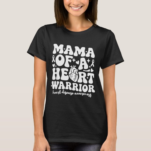 Camiseta Groovy Mama Of A Heart Warrior Chd Awareness Heart (Frente)