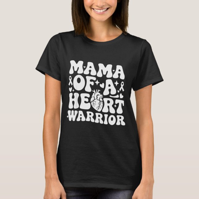 Camiseta Groovy Mama Of A Heart Warrior Chd Awareness Heart (Frente)