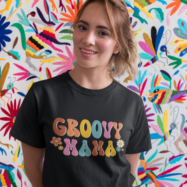 Camiseta Groovy Mama Tipografia Retro (Criador carregado)