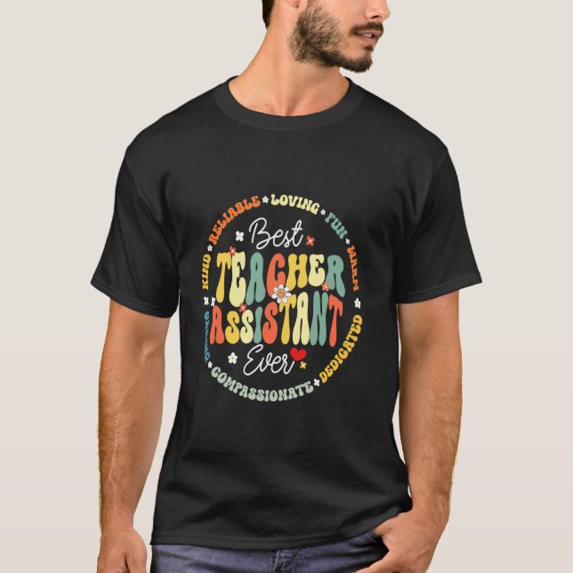 Camiseta Groovy Melhor Assistente de Professor de Volta ao  (Frente)