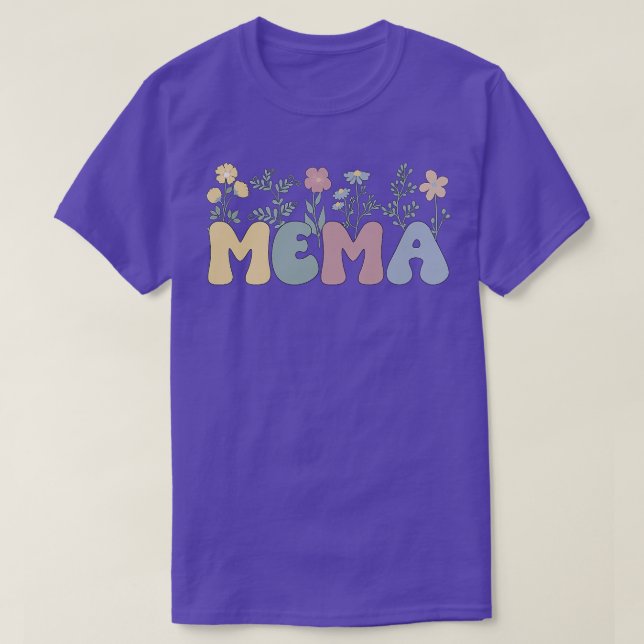 Camiseta Groovy Mema Avó Flores Mema Vovó  (Frente do Design)