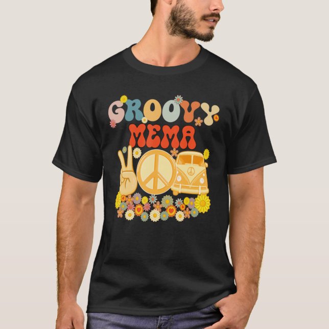 Camiseta Groovy Mema Retro Matching Family Baby Shower Moth (Frente)