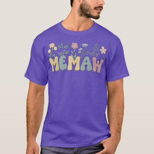 Camiseta Groovy Memaw Avó Flores Memória Vovó T-S