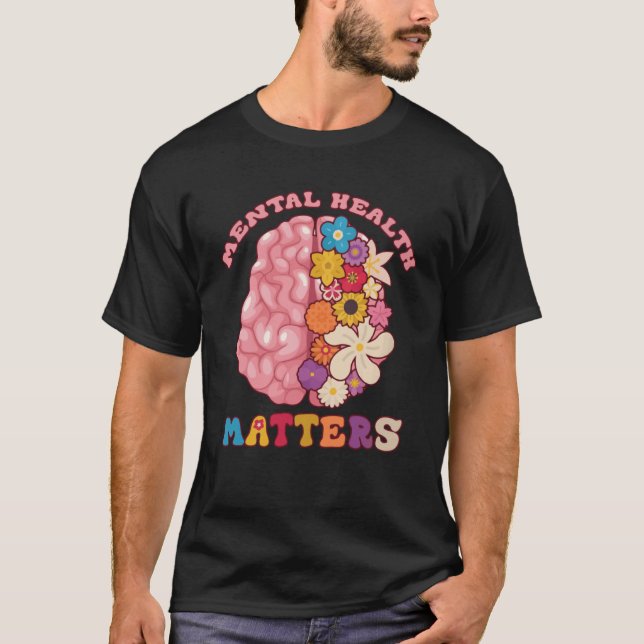 Camiseta Groovy Mental Health Importa A Doença Do Cérebro H (Frente)