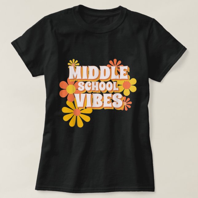 Camiseta Groovy MidSchool Vibes Retro De Volta À Escola Te (Frente do Design)