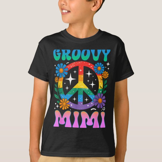 Camiseta Groovy Mimi Floral Hipe Funny Mother's Day Mom Wom (Frente)