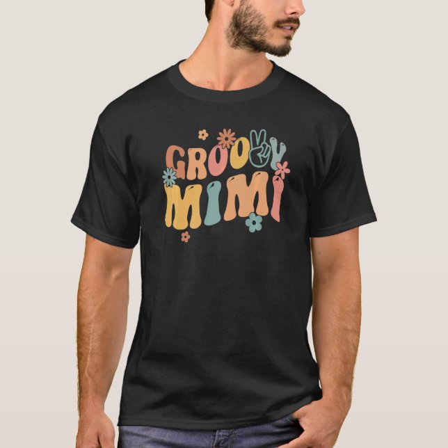 Camiseta Groovy Mimi Flower Power Hippie Family Groov (Frente)