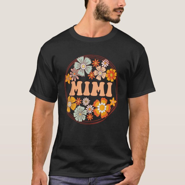 Camiseta Groovy Mimi Retro Flowers Women Mother s Day Grand (Frente)