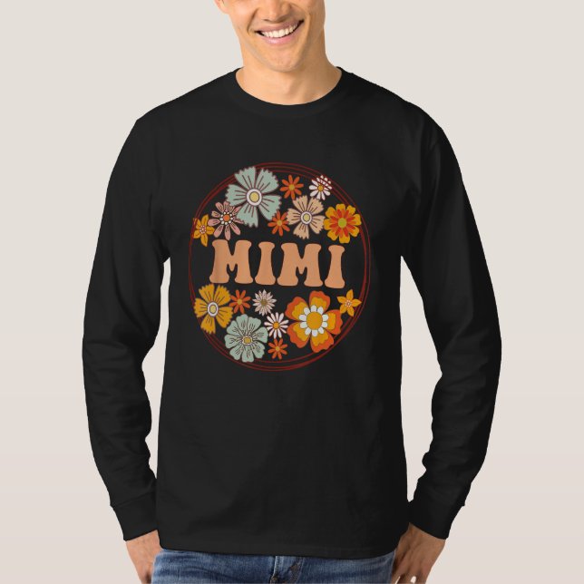 Camiseta Groovy Mimi Retro Flowers Women Mother s Day Grand (Frente)