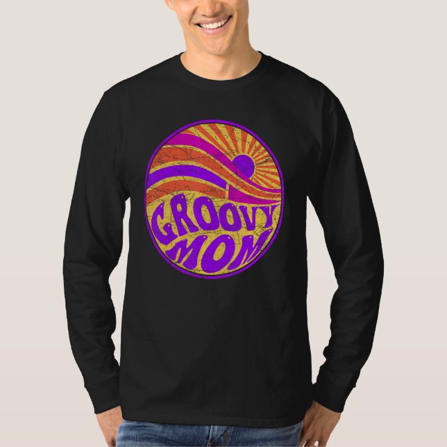 Camiseta Groovy Mom 70s Aesthetic Nostalgia 1970's Retro Mo (Frente)