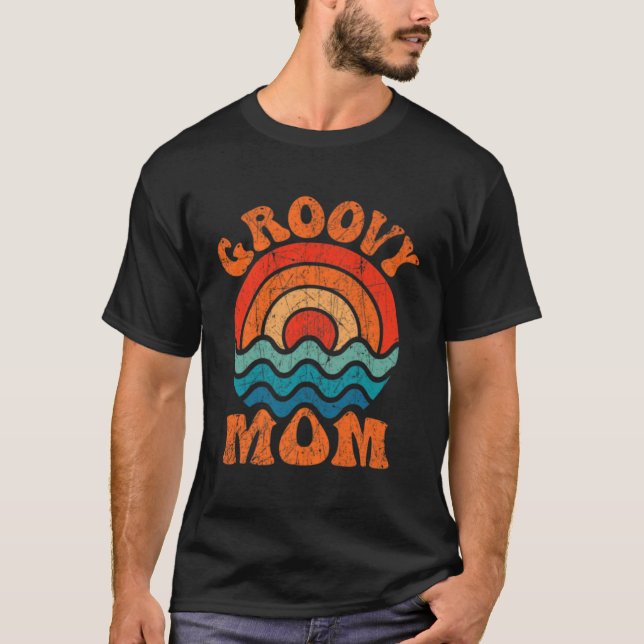 Camiseta Groovy Mom Retro 70s Aesthetic Nostalgia Mothers D (Frente)
