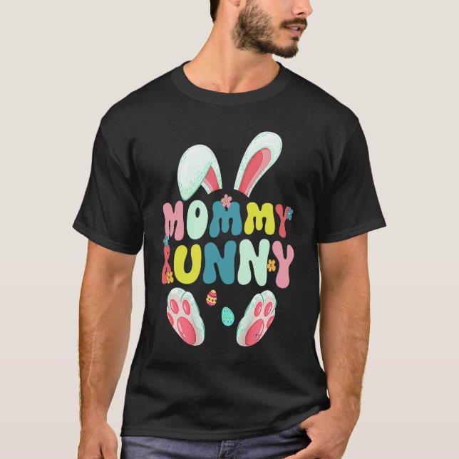 Camiseta Groovy Mommy Bunny Cute Matching Family Easter (Frente)