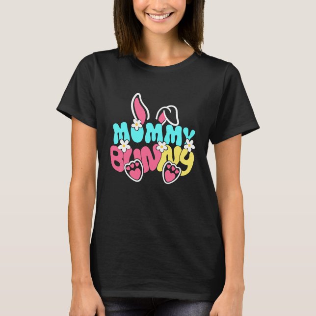 Camiseta Groovy Mommy Bunny  Happy Easter Mother's Day 2023 (Frente)