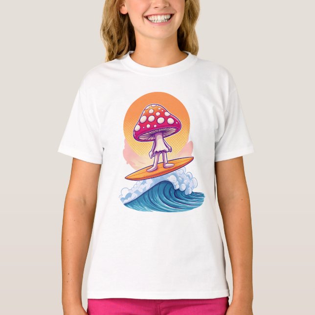 Camiseta Groovy Mushroom Surfer Dude (Frente)