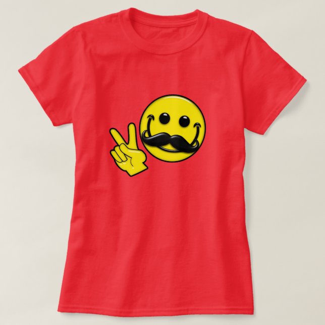 Camiseta Groovy Mustache Peace (Frente do Design)