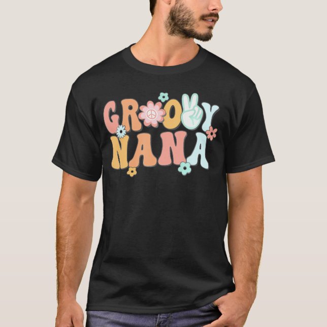 Camiseta Groovy Nana Vovó Correspondente primeiro aniversar (Frente)