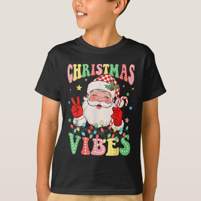 Camiseta Groovy Natal Vibes Papai Noel Natal Feriado (Frente)